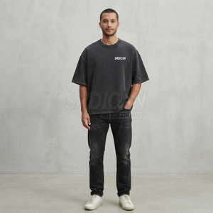 เสื้อยืดโอเวอร์ไซส์ทรงบ็อกซี่ผ้าฟลีซหนานุ่มพรีเมียม 100% คอตตอน สกรีนโลโก้ตามสั่ง แขนสั้นทรงดรอปโชว์เดอร์ ลุคดิสเทรส - Product Image 4