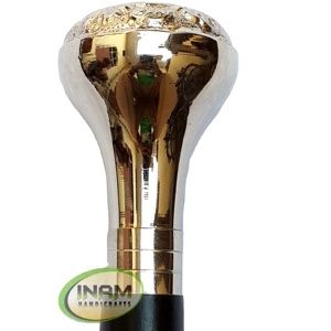 Bâton de marche en bois de styliste avec poignée de bouton en laiton/canne de marche en bois avec belle poignée ovale en laiton - Product Image 1