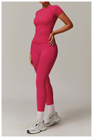 Ensemble de yoga vert olive pour femme, respirant à l'avant, extensible dans les quatre sens, en nylon et élasthanne, haut très extensible, short et leggings, 2 pièces, pour la gym et le fitness