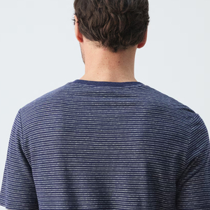 Camiseta de Algodón Ultra Peinado para Hombre, Diseño Elegante, Cuello Redondo, Manga Corta, Diseño a Rayas, Corte Ajustado, Lino - Product Image 5