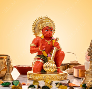 Gold Plated Handmade Wedding Sinduri Hanuman Murti Hindu <b>Religious</b> <b>Statue</b> Home Office & Temple Decor Spiritual Gift - Product Image 3