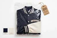 Veste de baseball varsity avec manches en cuir PU, fermeture éclair, logo brodé sur le devant, respirante, pour l'automne