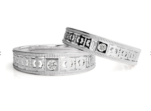 925 Sterling Silver Floral Pattern Zircon Eternity Band Unisex <b>Couple</b> <b>Rings</b> - Product Image 3