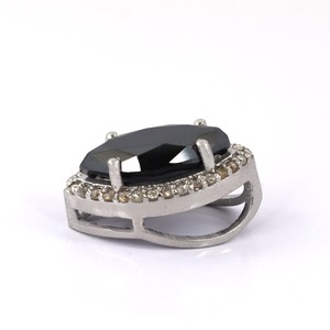 Pendentif en moissanite noire de forme marquise, en argent sterling 925, personnalisé, cadeau pour un anniversaire - Product Image 2