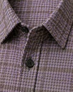 Camisa Casual a Cuadros Morada y Marrón Personalizada para Hombre, Corte Slim Fit, Manga Larga, Botones, Algodón, Elegante, Calidad Premium - Product Image 3