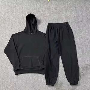 Ensemble de survêtement vintage délavé à l'acide de haute qualité, pantalon de survêtement évasé et sweat à capuche - Product Image 1