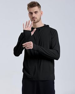 Sudadera con Capucha Negra para Hombre, con Cierre, Manga Larga, Deportiva, Transpirable, de Poliéster Tejido, para Fitness y Jogging - Product Image 1