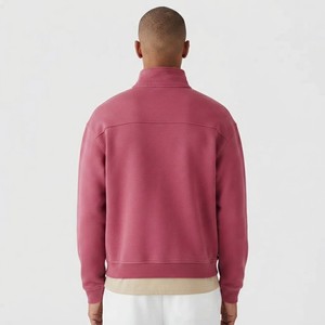 Sweat-shirt unisexe zippé en molleton de couleur unie, col rond, coupe ample, en coton tricoté, pour l'hiver, décontracté, personnalisable avec impression de logo - Product Image 2