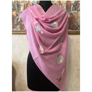 Elegant Fine <b>Wool</b> Chikan Flower Embroidery Stole 70x200 cms Premium Quality Soft Warm Winter Fashion <b>Scarf</b> with Beautiful - Product Image 3