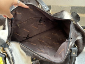 Bolsos de Cuero Auténtico de Vaca, Multiusos, Hechos a Mano, Unisex, Bolsa de Viaje Grande, Bolso de Mano con Pelo de Animal - Product Image 5