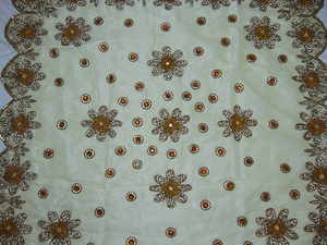 Elegant Handmade Embroidered Organza <b>Table</b> <b>Cover</b> Premium Sheer Tablecloth Floral Embroidery for <b>Dining</b> Wedding Home Decor - Product Image 4