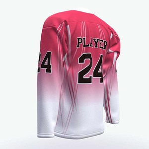 Maillot de hockey sur glace personnalisé sublimé dégradé rose, col en V, manches longues, vêtements de sport, prix abordable, maillots pour adultes - Product Image 3