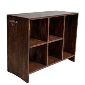 Modern <b>Solid</b> <b>Wood</b> Pierre Jeanneret Style 5 Compartment Storage <b>Bookcase</b> File Rack Walnut Finish Display Shelf Dining Home Office - Product Image 6