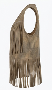 Women Western Fringe Vest <b>Suede</b> <b>Leather</b> Sleeveless <b>Jacket</b> Cowboy Tassel Biker Festival Rodeo Fashion Apparel Premium OEM - Product Image 3