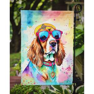 Cavalier Spaniel ฮิปปี้ Dawg ธงตกแต่งสวนหลากสีสำหรับประดับสวนกล่องจดหมายแบนเนอร์สำหรับงานศิลปะสำหรับลานบ้านดอกไม้และสนามหญ้า - Product Image 3