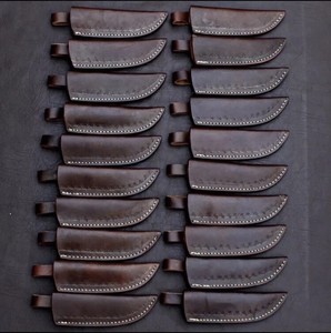 Cuchillo de Caza y Supervivencia de Hoja Fija de Acero de Damasco de Alta Calidad con Mango de Madera y Funda de Cuero, Personalizable OEM - Product Image 4
