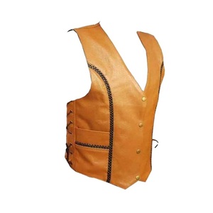 Gilet en cuir pour homme, style rétro décontracté, vintage, western, sans manches, coupe ajustée, pour motard, streetwear, automne - Product Image 3