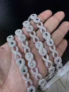 Dvars Diamond Iced VVS <b>Moissanite</b> Brilliant Cut Claw Setting Infinity Link Miami Cuban Hip Hop Gold Plated 925 Silver Women's - Product Image 2