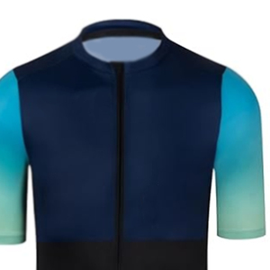 Ensemble de maillot de cyclisme pour homme, manches courtes, dégradé bleu-vert, short à bretelles noir, coupe sportive estivale - Product Image 3