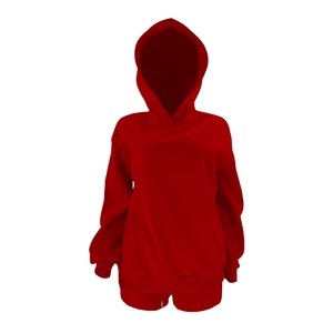 Femmes vêtements logo personnalisé survêtement dames ensemble court décontracté 2 pièces sweat à capuche et short ensemble femmes 2026 HI - Product Image 2