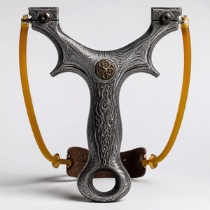 Damascus Steel Slingshot Handmade Decorative Display Piece Premium Pattern Steel Craftsmanship Collectible Home Decoration - Product Image 5