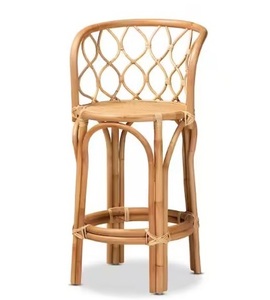 Ecowoodies Modern Luxury Handcrafted Bamboo French Bistro Bar <b>Chair</b>-Eco-friendly Steel Base Fixed Armrest <b>Stackable</b> Living Room - Product Image 3