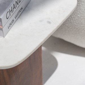 Table d'appoint en bois avec plateau en marbre Vandana Orion Aureo, design de meubles d'appoint modernes et luxueux - Product Image 2