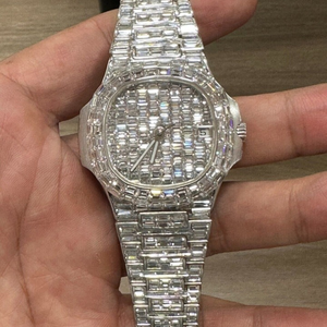 Reloj de Diamantes Cultivados en Laboratorio Personalizado de Alta Calidad Estilo Hip Hop para Hombre, Reloj de Diamantes VVS para Regalo - Product Image 4
