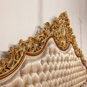 Juego de Dormitorio con Cama King Size de Madera de Caoba Maciza, Tapizada y con Tafetán, Estilo Europeo Clásico, Francés, Antiguo y de Lujo - Product Image 3