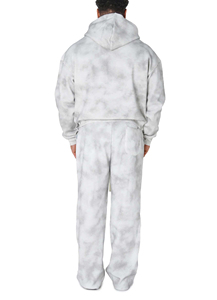 2026 Digital Print Solid Casual Acid Wash Winter Tracksuit Sun Faded Men Custom Stacked Sweat Pants Hoodie Sets OEM Service - Product Image 2