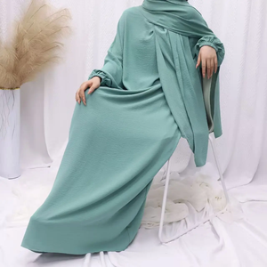 Abaya Dubai with Integrated <b>Hijab</b> Scarf Muslim Dress Women Zipper Front Side Pockets Islamic Clothing Modest Turkish Gown Casual - Product Image 5