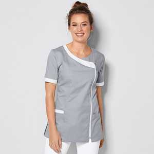 T-shirt de réadaptation en coton à fermeture éclair pour patient, idéal après l'hôpital, avec boutons-pression latéraux pour blouses médicales - Product Image 2