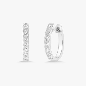 Diamond Huggie <b>Earrings</b> 14K 18K Solid Gold Round Cut Lab Grown Prong Set Hinge Modern Dainty Everyday Wear <b>Hoops</b> Gifts Wholesale - Product Image 4