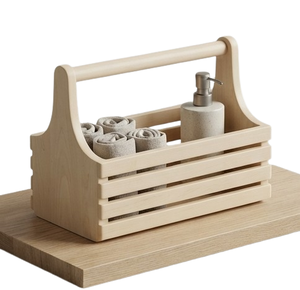 Panier de rangement en bois marron pour cuisine, idéal pour le rangement domestique et la décoration - Product Image 2