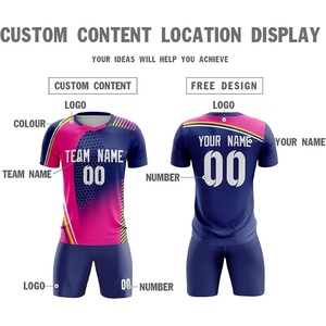 ชุดเสื้อฟุตบอลสั่งทำพิเศษ สีฟ้าชมพูไล่เฉด คอวี แขนสั้น ระบายเหงื่อเร็ว แบบซับลิเมชั่น สำหรับผู้ใหญ่ทุกเพศ ทุกฤดูกาล ทรงสปอร์ต - Product Image 2