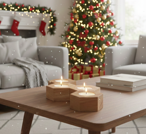 Modular Hexagonal Natural Wood Handmade <b>Tea</b> <b>Light</b> Holders for Home Decoration for Christmas Easter More Occasions - Product Image 1