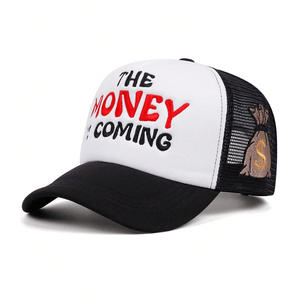 Custom 5 Panel Mesh Trucker Hat Embroidered Logo Puff Print Snapback <b>Outdoor</b> Summer Cycling Style - Product Image 2