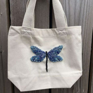 Bolso de Lona de Algodón con Diseño de Cuentas, para Compras, Libros Escolares, Viajes Diarios, Bolso Pequeño - Product Image 1