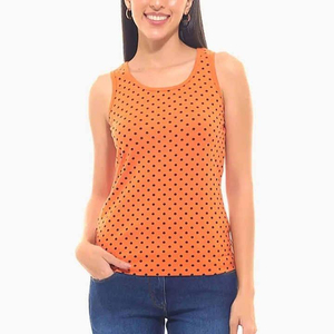 Camiseta sin Mangas para Mujer, Diseño de Puntos Naranjas, Cuello Redondo, Estilo Casual, Tejido Transpirable, Calidad Premium 2026 - Product Image 5