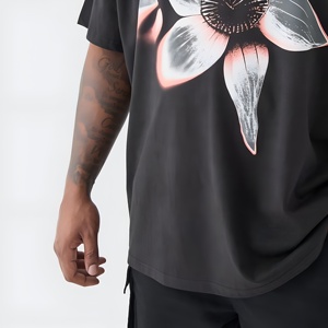 เสื้อยืดคอตตอนโอเวอร์ไซส์สำหรับผู้ชาย พิมพ์ลายโลโก้แบบพัฟฟ์ สไตล์สตรีทแวร์ แขนสั้น ทรงหลวม ผ้าคุณภาพสูง - Product Image 5