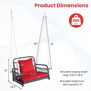 Silla Columpio de Ratán para Patio con Cojín de Asiento Cómodo - Product Image 5