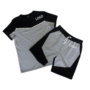 Customized 100% Cotton Terry Summer Men's 2-Piece Sports Casual Short-Sleeved <b>Set</b> - Product Image 6