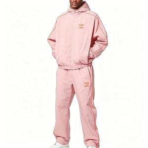 Men's <b>Black</b> Contrast Binding <b>Windbreaker</b> Tracksuit Lightweight Nylon Hooded Jacket Pants Sweatsuit Set HIGH QUALITY <b>windbreaker</b> - Product Image 2
