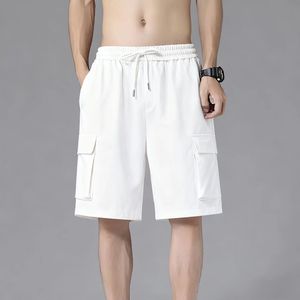 Pantalones Cortos Bermuda de Lona de Primera Calidad para Hombre, Tejido Transpirable Ecológico Digital, Cierre con Cordón, Diseño Sólido, Estilo Cargo - Product Image 2