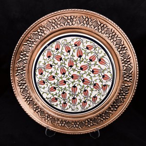 Wholesale <b>Antique</b> Moroccan Metal Serving Trays Hand Carved Flower Design Dishwasher <b>Safe</b> Eco-Friendly Decorative Home Decor - Product Image 5