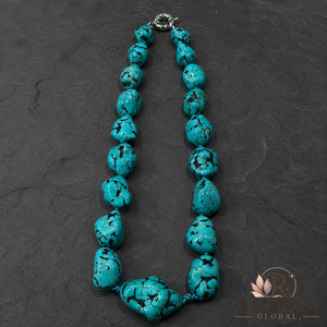 Collier de perles graduées en turquoise Radheya Global, fait main, bijoux ethniques en pierres précieuses pour femme, mode ethnique, mariage - Product Image 3
