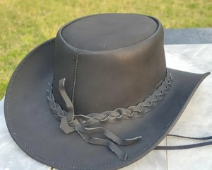 Genuine Leather Cowboy <b>Hat</b> Handmade <b>Western</b> Ranch Outback <b>Hat</b> Custom Logo OEM ODM Wholesale Fashion Cap - Product Image 2