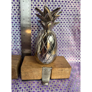 Silver Fruit Shape <b>Christmas</b> <b>Stocking</b> <b>Holder</b> Trendy Designed Metal Made <b>Stocking</b> <b>Holder</b> With Wood Base Available at Lowest Price - Product Image 3