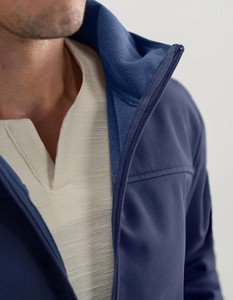 Veste polaire bleu marine pour homme, fermeture éclair intégrale, coupe décontractée, coupe-vent chaud, imperméable, vêtement d'hiver, coupe régulière, couleur unie, coque en polyester - Product Image 5