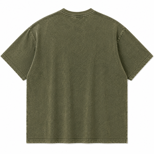 เสื้อยืดโอเวอร์ไซส์แขนสั้นคอกลมสีเขียวมะกอกสำหรับผู้ชาย Warpro ผ้าฝ้ายลำลอง - Product Image 4